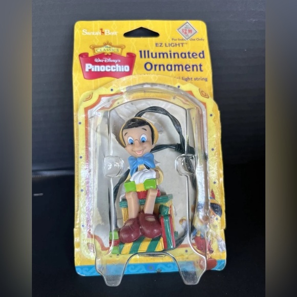 VTG 1999 Walt Disney Classics EZ Light Illuminated Ornament Pinocchio Lot Of 2 - Picture 2 of 5